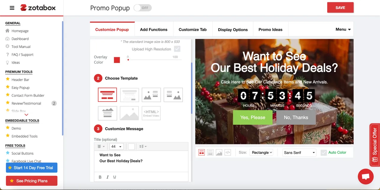 Use Zotabox to create seasonal campaigns for your Shopify store